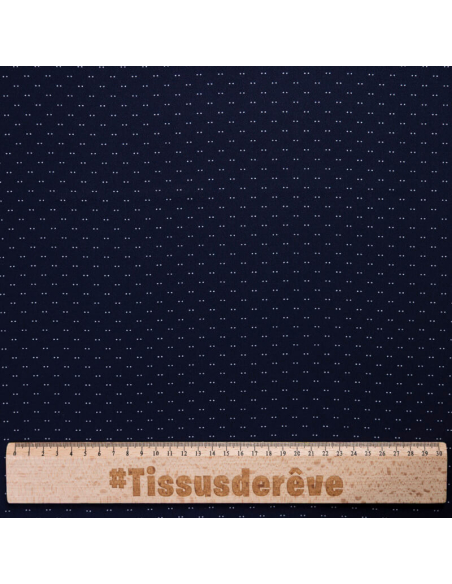 Georgette – Pois blanc fond marine