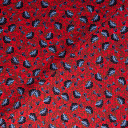 Crépon – Fleurs stylisées fond rouge