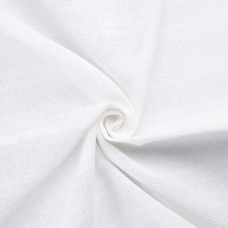 Gaze 100% coton rayure ajouré - Blanc cassé