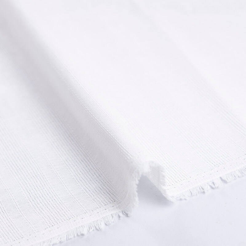 Gaze 100% coton rayure ajouré - Blanc cassé