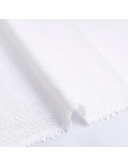Gaze 100% coton rayure ajouré - Blanc cassé
