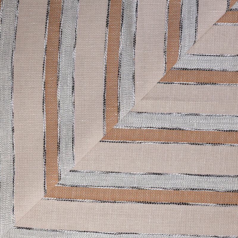 Tissu ethnic chic 100% coton - Rayure beige, blanc & camel