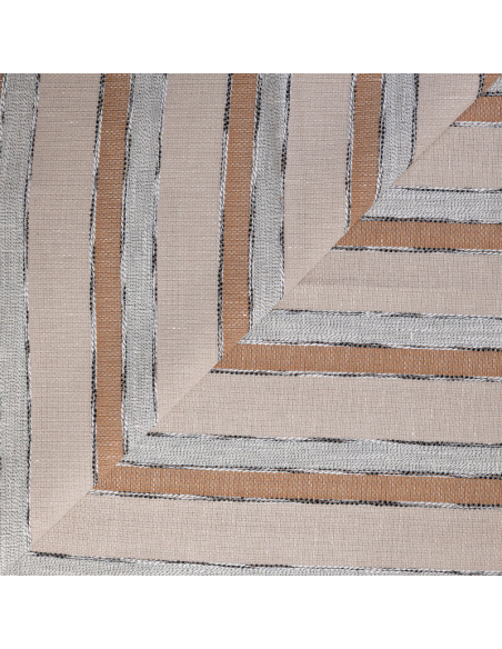Tissu ethnic chic 100% coton - Rayure beige, blanc & camel