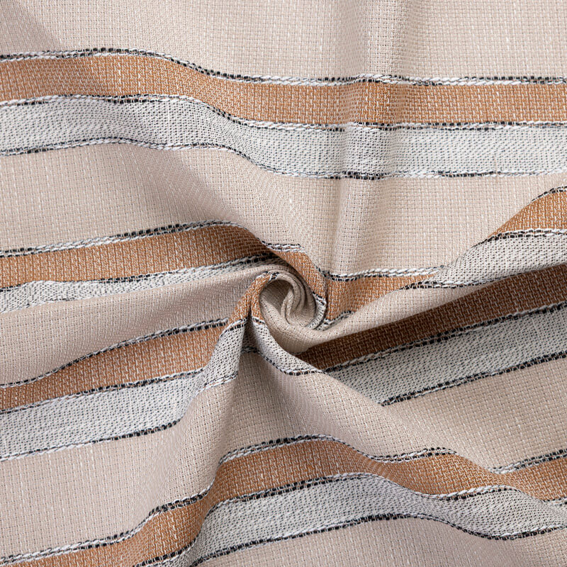 Tissu ethnic chic 100% coton - Rayure beige, blanc & camel