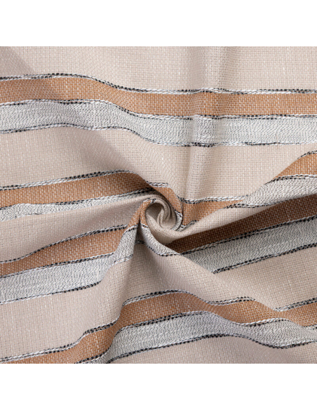 Tissu ethnic chic 100% coton - Rayure beige, blanc & camel