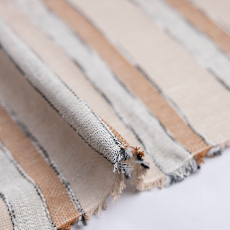 Tissu ethnic chic 100% coton - Rayure beige, blanc & camel