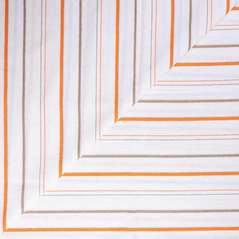 Tissu ethnic chic - rayure texturée beige, orange & marron
