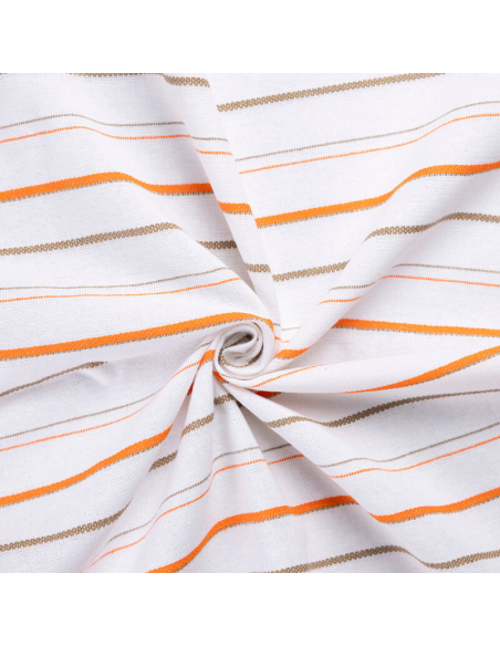 Tissu ethnic chic - rayure texturée beige, orange & marron
