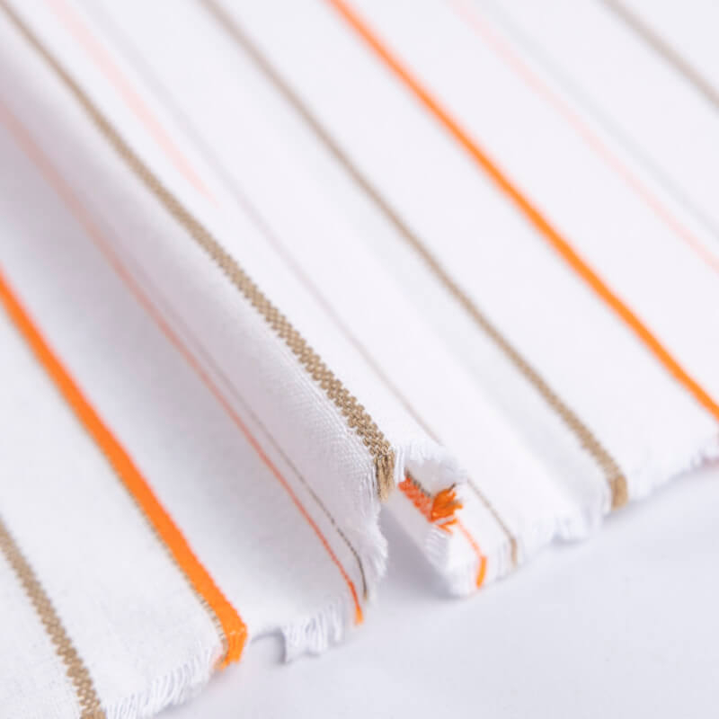 Tissu ethnic chic - rayure texturée beige, orange & marron