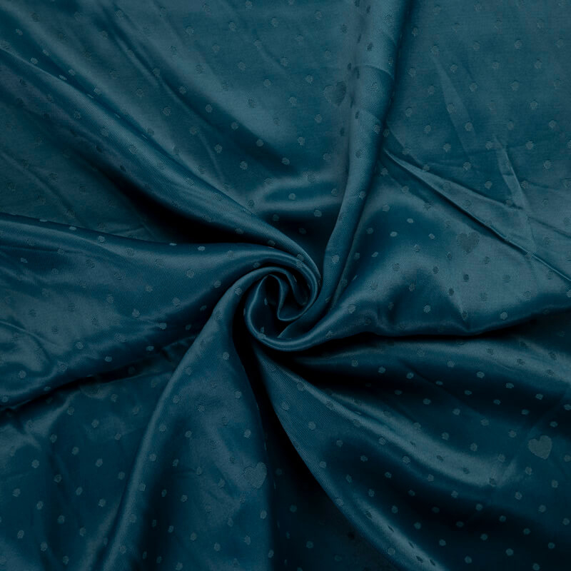 Satin jacquard 100% viscose – Pois et cœurs ton sur ton vert