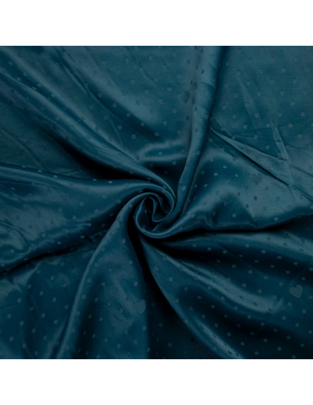 Satin jacquard 100% viscose – Pois et cœurs ton sur ton vert