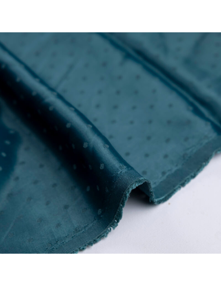 Satin jacquard 100% viscose – Pois et cœurs ton sur ton vert