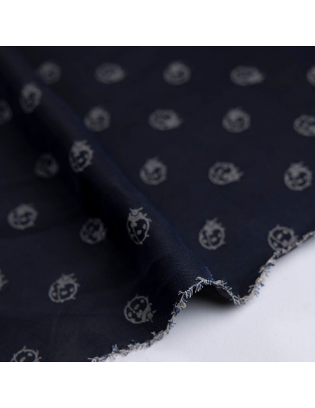 Jacquard - Coccinelles grises fond marine