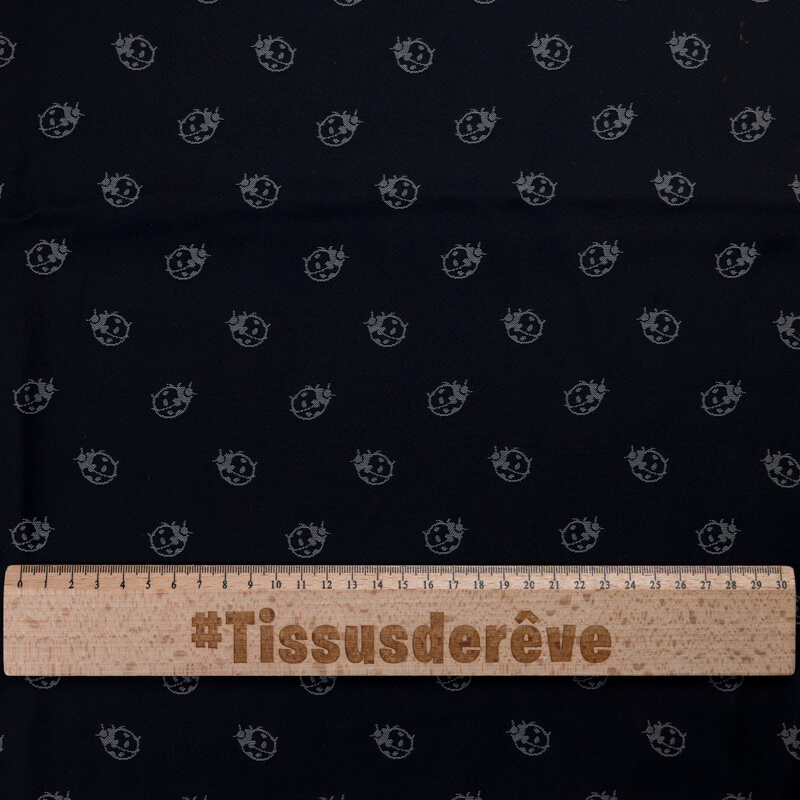 Jacquard - Coccinelles grises fond marine
