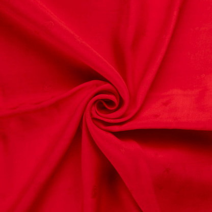 Jacquard 100% viscose - Tête de mort & étoile ton sur ton rouge 2