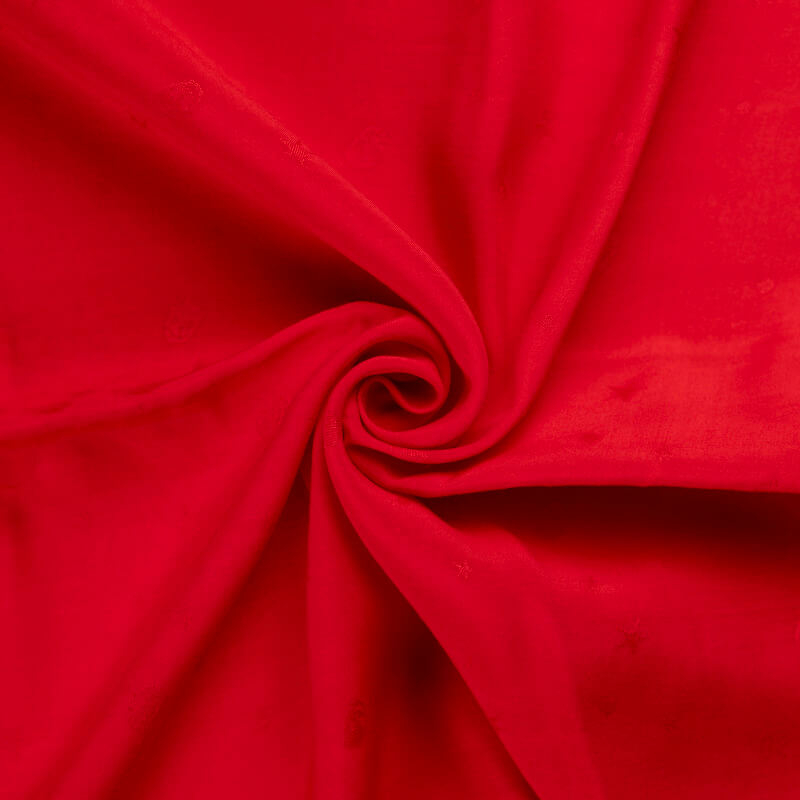 Jacquard 100% viscose - Tête de mort & étoile ton sur ton rouge