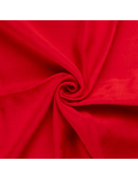 Jacquard 100% viscose - Tête de mort & étoile ton sur ton rouge