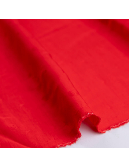 Jacquard 100% viscose - Tête de mort & étoile ton sur ton rouge