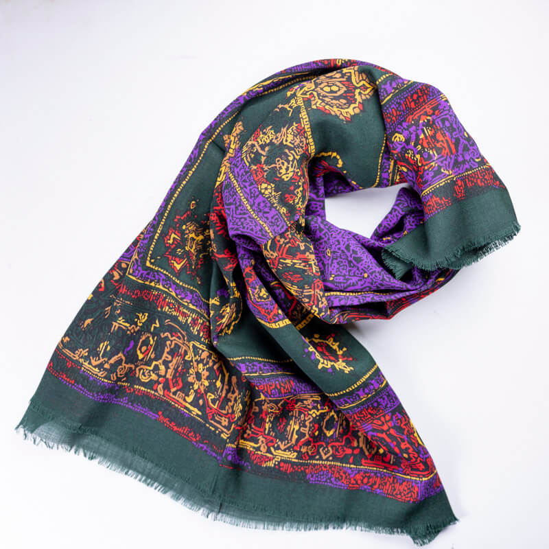 Carré 100% laine – Oriental vert