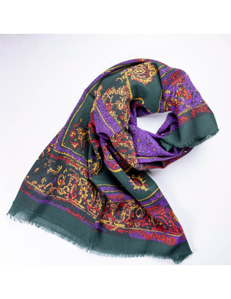 Carré 100% laine – Oriental vert