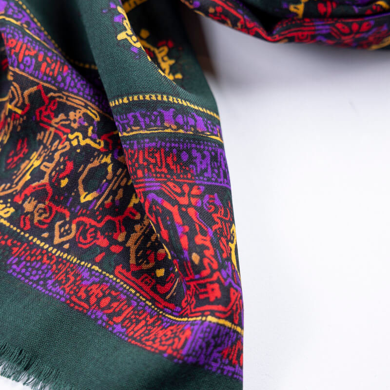 Carré 100% laine – Oriental vert