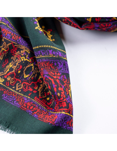 Carré 100% laine – Oriental vert