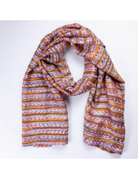 Écharpe 100% soie - Rayures multicolores