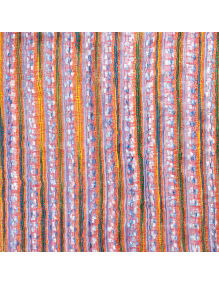 Écharpe 100% soie - Rayures multicolores