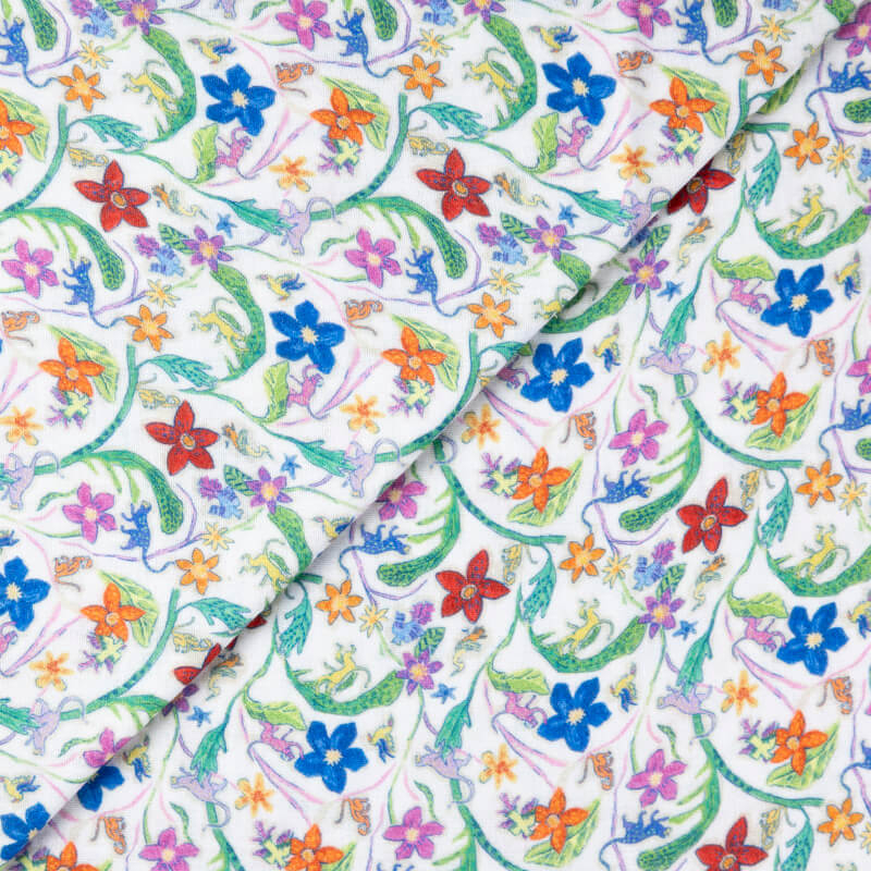 Double gaze 100% coton - Fleurs tropicales