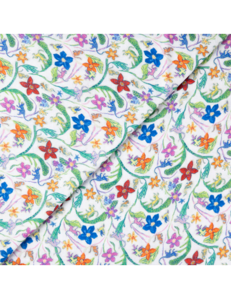 Double gaze 100% coton - Fleurs tropicales