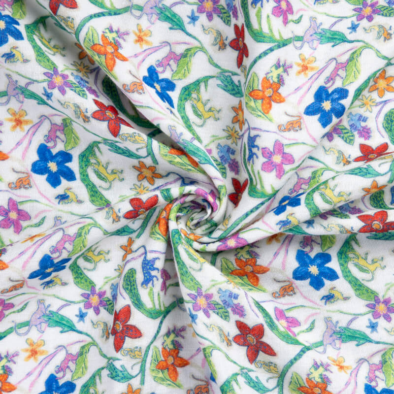 Double gaze 100% coton - Fleurs tropicales