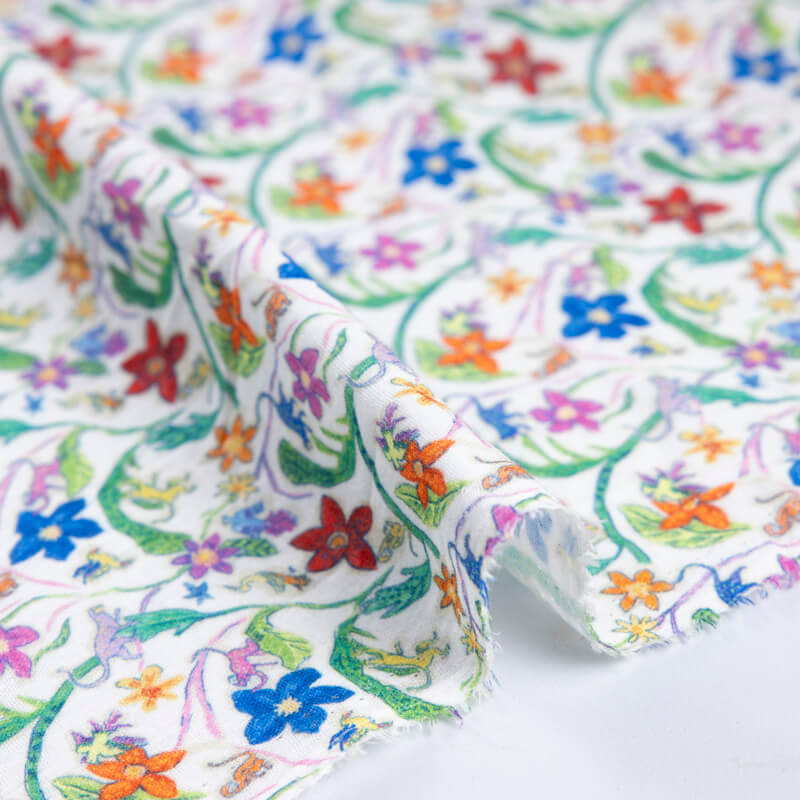 Double gaze 100% coton - Fleurs tropicales