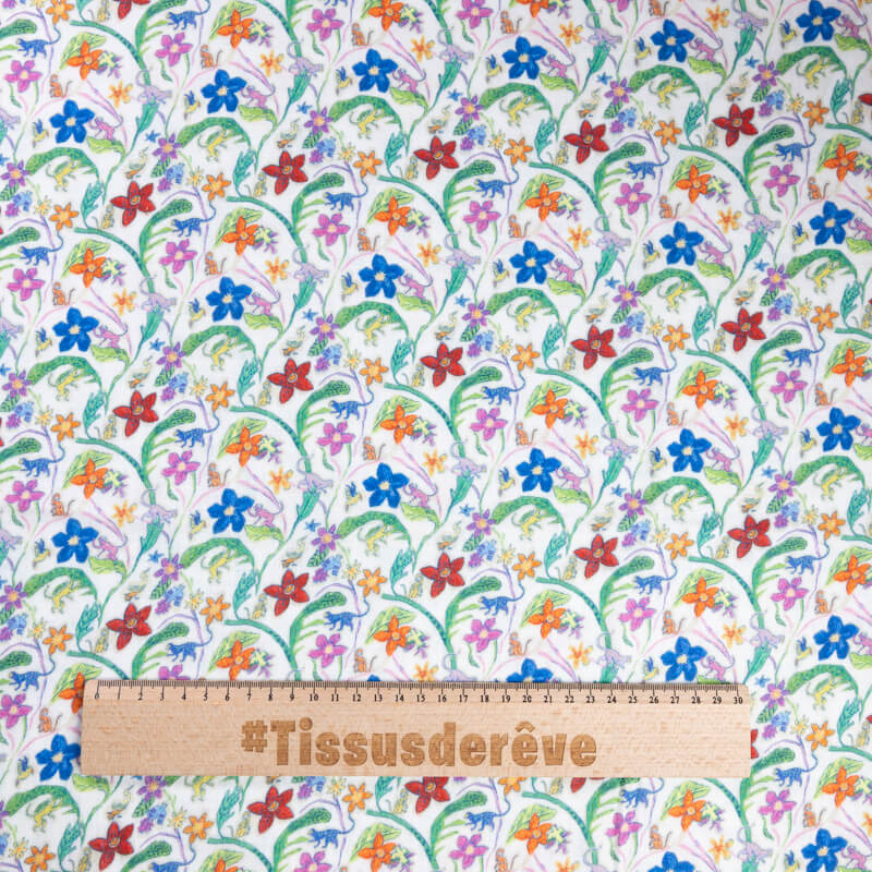 Double gaze 100% coton - Fleurs tropicales