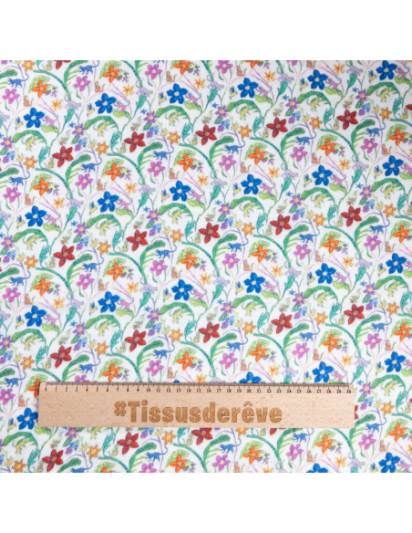 Double gaze 100% coton - Fleurs tropicales