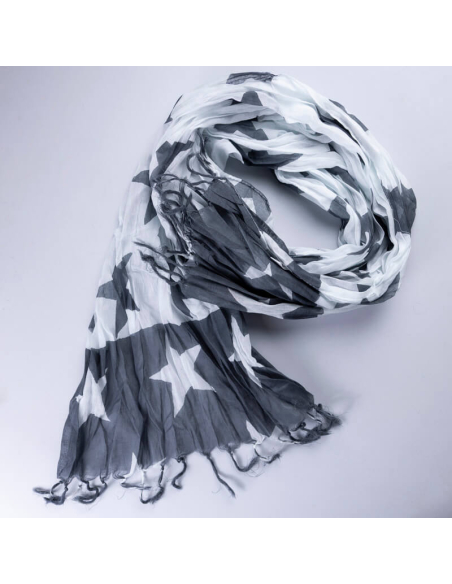 Étole 100% coton - Étoile gris & blanc
