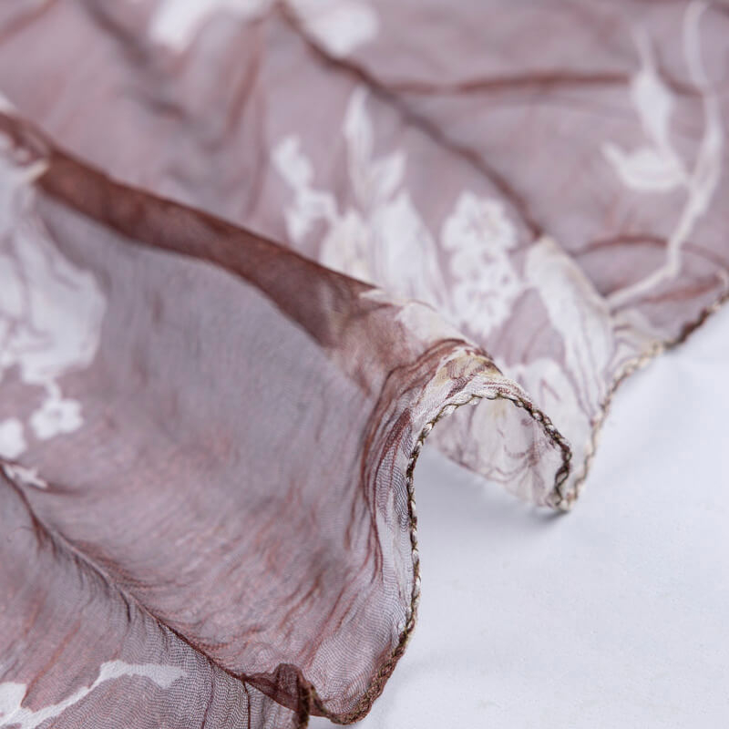 Carré 100% viscose - Motif floral brun