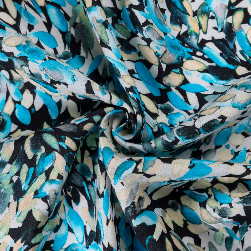 Étoffe 100% viscose – Pétales bleues