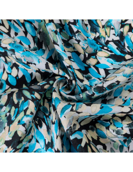 Étoffe 100% viscose – Pétales bleues