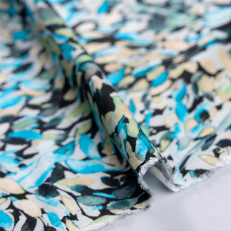 Étoffe 100% viscose – Pétales bleues