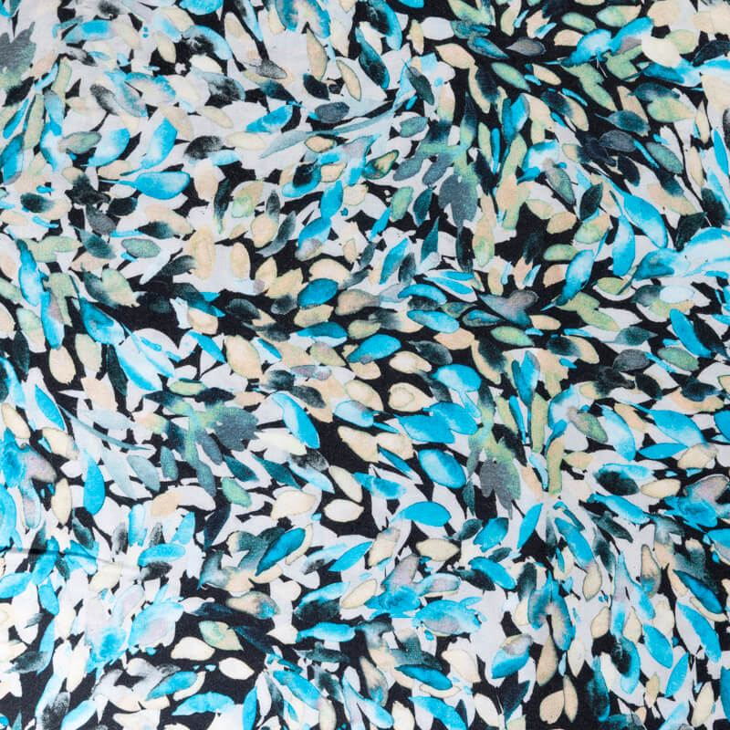 Étoffe 100% viscose – Pétales bleues