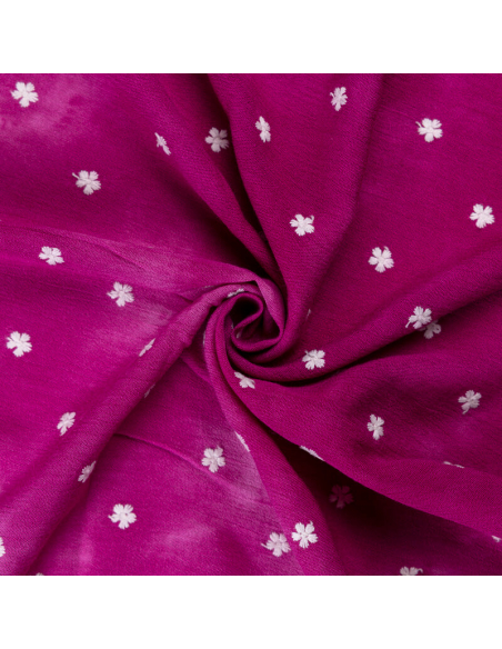 Crêpon 100% viscose – tie and dye violet brodée petites fleurs