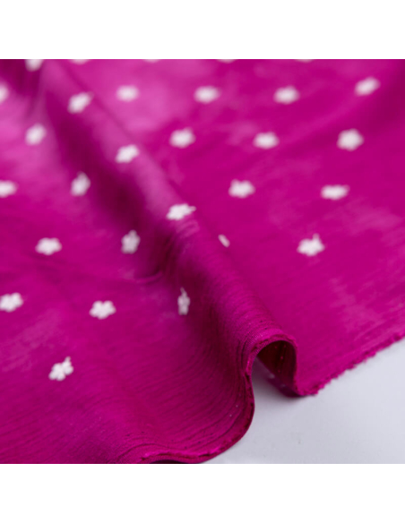 Crêpon 100% viscose – tie and dye violet brodée petites fleurs