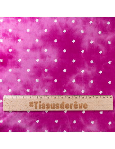 Crêpon 100% viscose – tie and dye violet brodée petites fleurs