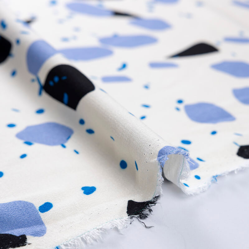 Crêpe 100% viscose – Abstrait bleu...