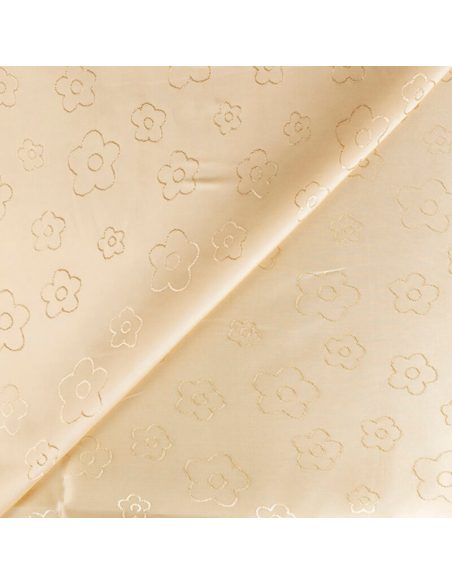 Doublure jacquard acétate & viscose - Fleur jaune