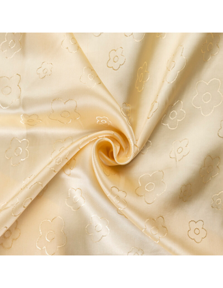 Doublure jacquard acétate & viscose - Fleur jaune