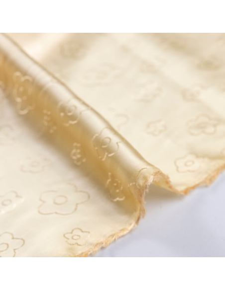 Doublure jacquard acétate & viscose - Fleur jaune