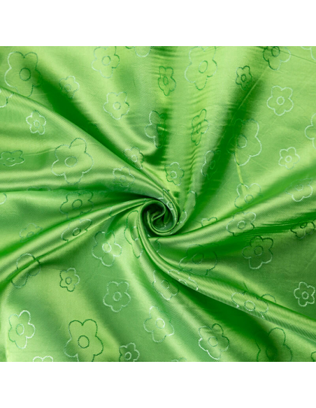 Doublure jacquard acétate & viscose - Fleur verte