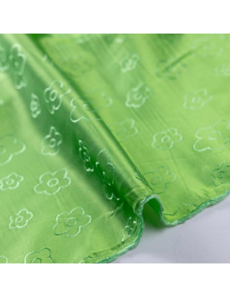 Doublure jacquard acétate & viscose - Fleur verte