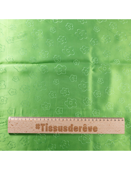 Doublure jacquard acétate & viscose - Fleur verte